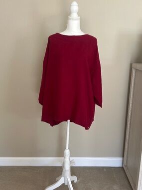 Bryn Walker Linen Lantern Top Women's XL Tunic Top Red